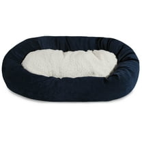 Majestic Pet Sherpa Villa Velvet Bagel Pet Bed for Dogs, Calming Dog Bed Washable, Extra Large, Navy Blue