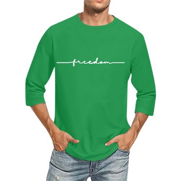 Penkiiy Chemise de Baseball Vintage pour Hommes Manches 3/4 Unie Décontractée Basique T-Shirts Actifs Imprimé Lettre Classique Col Rond Hauts de Sport m Vert