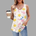 thumbnail image 2 of UPPADA Camisoles Mignonnes pour Femmes Tendance Col Rond à Fleurs Hauts d'Été Sans Manches Blouses Chic Décontracté Débardeurs Graphiques Jaune, TG, 2 of 5