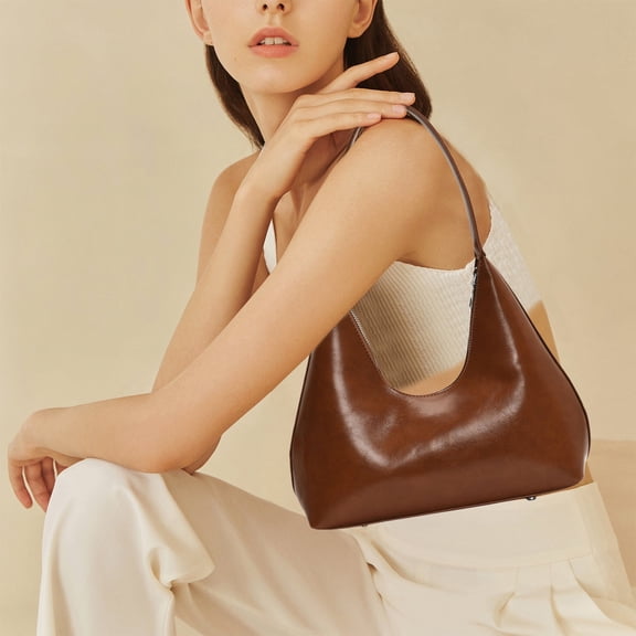 Taicans Shoulder Purses for Women Crescent Hobo Bags Trendy Purses,Leather Hobo Bags for Women Small Soft Shoulder Purse Slouchy Tote Handbags,Handbags Retro Clutch Underarm Purse Brown
