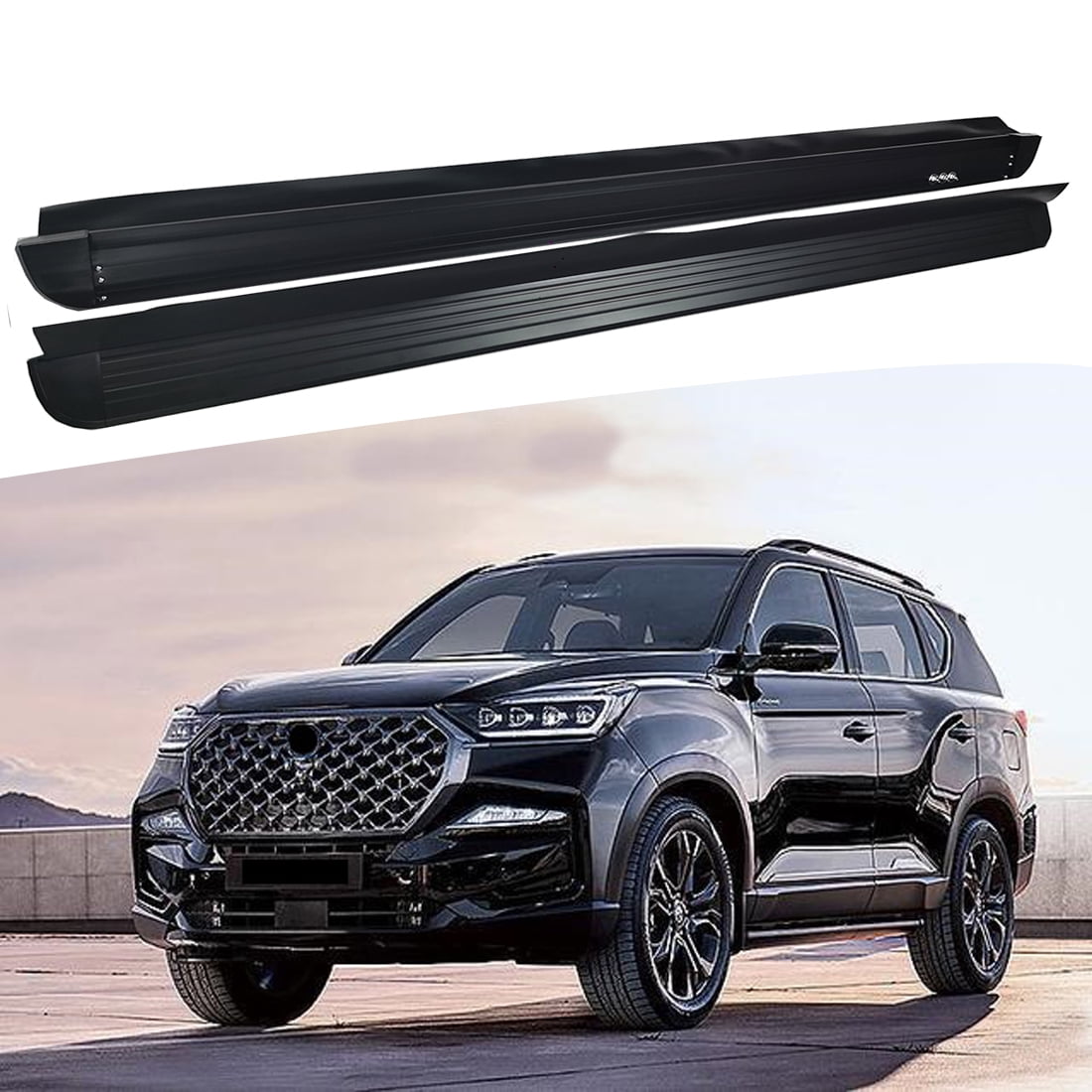 2PCS Fixed Running Boards Fits for Ssang Yong Rexton 2018-2025 Side Step Pedals with brackets