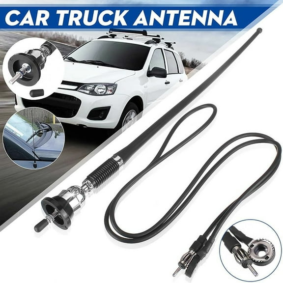 Protoiya 17inch Car Roof Radio Antenna Car Radio Aerial AM-FM Rubber Antenna with 180-degrees Swivel Base and 51" Cable Flexible Roof Mount Signal Aerial for Car Vehicles