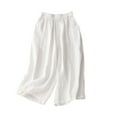 thumbnail image 4 of Ashirexll Casual Pants for Women, Womens Summer Pants, Solid Color Fashion Lace Up Elastic Waist Linen Trousers, 4 of 4