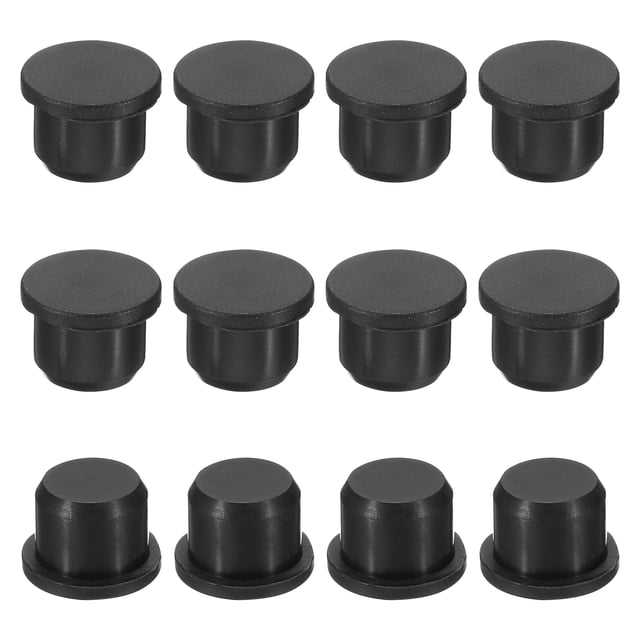 Tapón sólido de goma de silicona Uxcell, suave y flexible, para agujeros de 13-13.5 mm, negro, 12 piezas