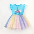 thumbnail image 3 of WIBACKER Toddler Girl Unicorn Dress Summer Fly Sleeve Tutu Party Wedding Birthday Dresses, 3 of 7