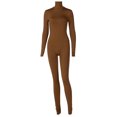 thumbnail image 4 of YONGHS Women Long Jumpsuit Gym Yoga Fitness Workout Bodysuit S-XL Brown XL, 4 of 7