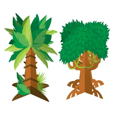 Party Central Club Pack of 12 Green and Brown Jungle Trees Party Table Centerpieces 12"