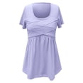 thumbnail image 5 of Daznico Women's Square Neck Short Sleeve Peplum Top with Crisscross Front Casual Blouse,L, 5 of 5