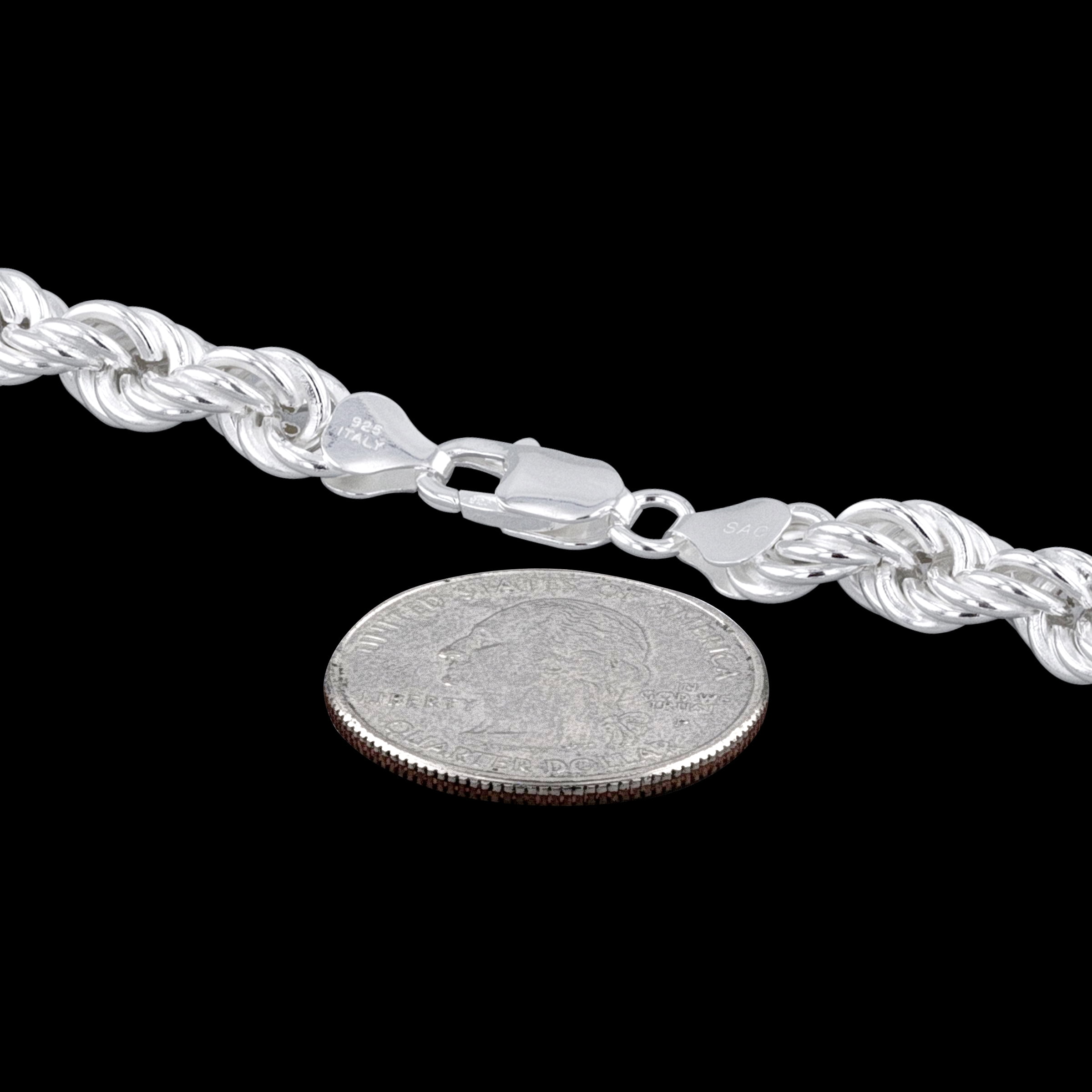Sterling Silver Hollow Spiral Rope Chain 8mm Pure 925 Italy Men's Wide Necklace 22" Jewelry Female