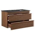 thumbnail image 6 of Modway Render 36" Modern Wood Wall-Mount Bathroom Vanity in Walnut/Black, 6 of 8