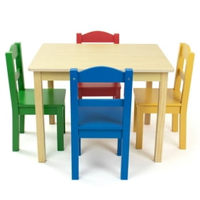 Lipper Childrens Walnut Rectangle Table And 4 Chairs Walmart Com