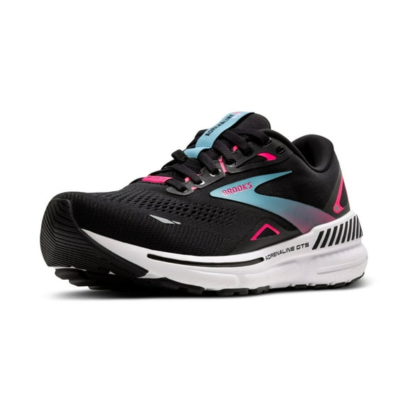 Brooks Women’s Adrenaline GTS 23 GTX Waterproof Supportive Running Shoe - Black/Knockout Pink/Aqua - 9 Medium