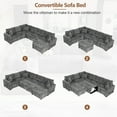 thumbnail image 5 of Quick-Convert 112.2" Sofa Bed with Storage Ottoman & USB Charging Ports, Chenille Sectional with 3 Pillows for Small Apartments, Grey, 5 of 7