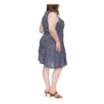 thumbnail image 3 of MICHAEL KORS Womens Navy Printed Sleeveless Scoop Neck Knee Length Shift Dress Plus 0X, 3 of 4