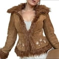 thumbnail image 2 of Women's Corduroy Jacket Sherpa Fleece Lined Warm Winter Coat Casual Jacket with Pockets Brown L, 2 of 5