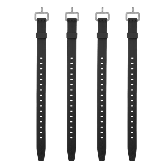 Uxcell 4 Pcs Silicone Tie Down Strap, 35cm / 14 inch Versatile Wear Resistant Silicone Securing Strap with Metal Buckle for Luggage Binding Outdoor Equipment Sorting,Black