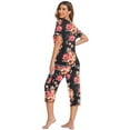 thumbnail image 6 of Ekouaer 2 Pack Women's Capri Pajama Sets Short Sleeve Two-Piece Pjs V Neck Tops & Pants Printed Lounge Sets, 6 of 6
