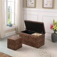 thumbnail image 3 of ORE International 18" Tall Polyurethane Storage Bench with Ottoman in Brown, 3 of 4