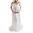 thumbnail image 2 of YMNXA Women's Maternity Dress Sleeveless Off Shoulder Solid Color Mesh Elegant Floor Length Pregnant Dresses For Photography,White,Xl, 2 of 2