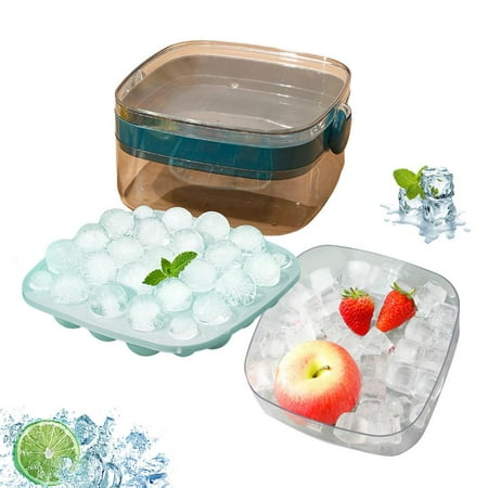

Fovolat Ice Cube Tray with Lid and Bin Easy Release circle Ice Tray with Lid and Bin Ice Maker for Drinks and Baby Food carefully