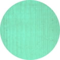 thumbnail image 1 of Ahgly Company Machine Washable Indoor Round Solid Turquoise Blue Modern Area Rugs, 7' Round, 1 of 4