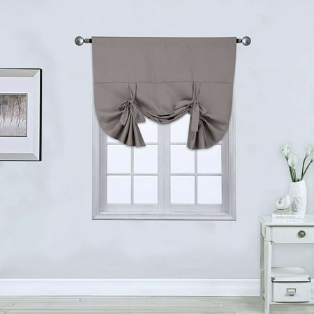 1PC VALANCE SILVER SOLID TIE UP PANEL CURTAIN BLACK OUT THERMAL INSULATED ROD POCKET 46