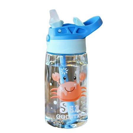 

480ML Water Bottle Cartoon Patterns Print Water Cup with Straw