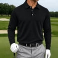 thumbnail image 5 of Havenx Men's Waffle Knit Polo Shirts Long Sleeve Button Down Polos Collared Solid Color Shirt Breathable Casual Soft Lightweight Fall Winter Tops,Black 4XL, 5 of 5