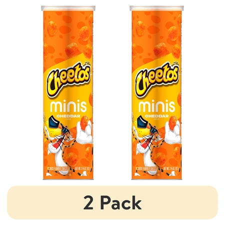 (2 pack) Cheetos Minis Cheddar Flavored Snack Chips, 3.625 oz, Canister