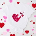 thumbnail image 1 of Meichang T-Shirts de la Saint-Valentin pour Femmes Imprimé Cœur Manches Courtes Col Rond Pull Ample Décontracté Tops de Vacances, 1 of 6