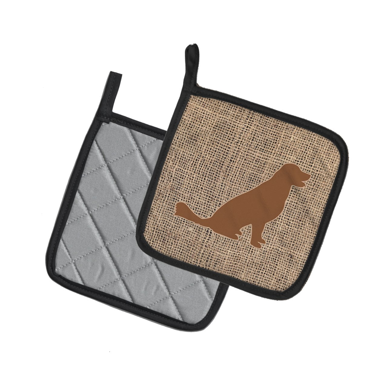 Labrador Faux Burlap and Brown Pair of Pot Holders
