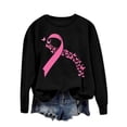 thumbnail image 2 of Hfnxid Breast Cancer Sweatshirts for Women Pink Ribbon Crewneck Sweatshirt Long Sleeve Awareness Support Pullover Black,S, 2 of 4