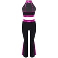 thumbnail image 3 of Miutii Kids Girls Modern Dance Outfits Shiny Rhinestone Crop Top and Jazz Flared Pants Stage Hot Pink 16, 3 of 9