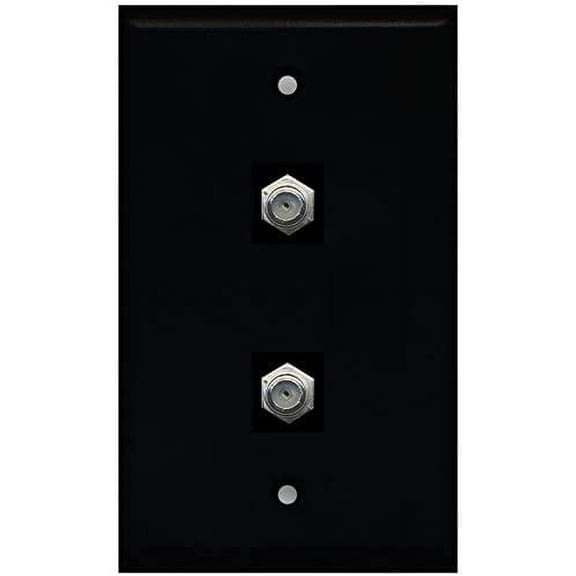 RiteAV - Black 2 Port Coax Cable TV- F-Type Wall Plate