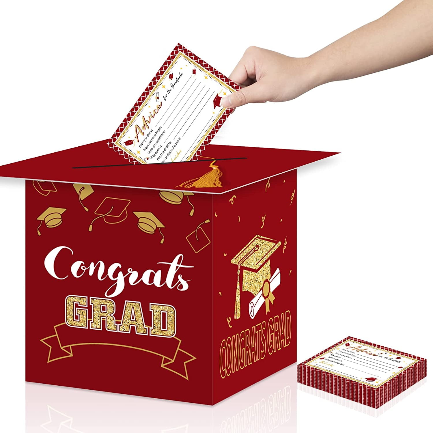 2023 Graduation Card Box With Advice Wishes Cards for High School