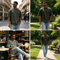 thumbnail image 5 of Men's Corduroy Crew Neck Short Sleeve T-Shirt, Loose Fit Casual Summer Textured Top, Fashion Streetwear 3XL, 5 of 6