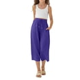 thumbnail image 4 of Ruyang Capri Pants for Girls Cotton Linen Wide Leg Pants Summer Capris Pant Palazzo Loose Fit Casual Trousers Pockets 2026 Trendy, 4 of 9