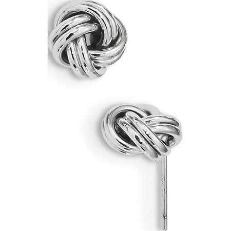 14k White Gold White Polished Double Love Knot Post (8x9mm) Earrings