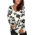 thumbnail image 4 of Atogsazn Women's Long Sleeve Blouse Floral Casual Dressy V Neck Pullover Shirt Loose Fit Tops Outfit Clothing 03-Khaki XXL Fashion, 4 of 7