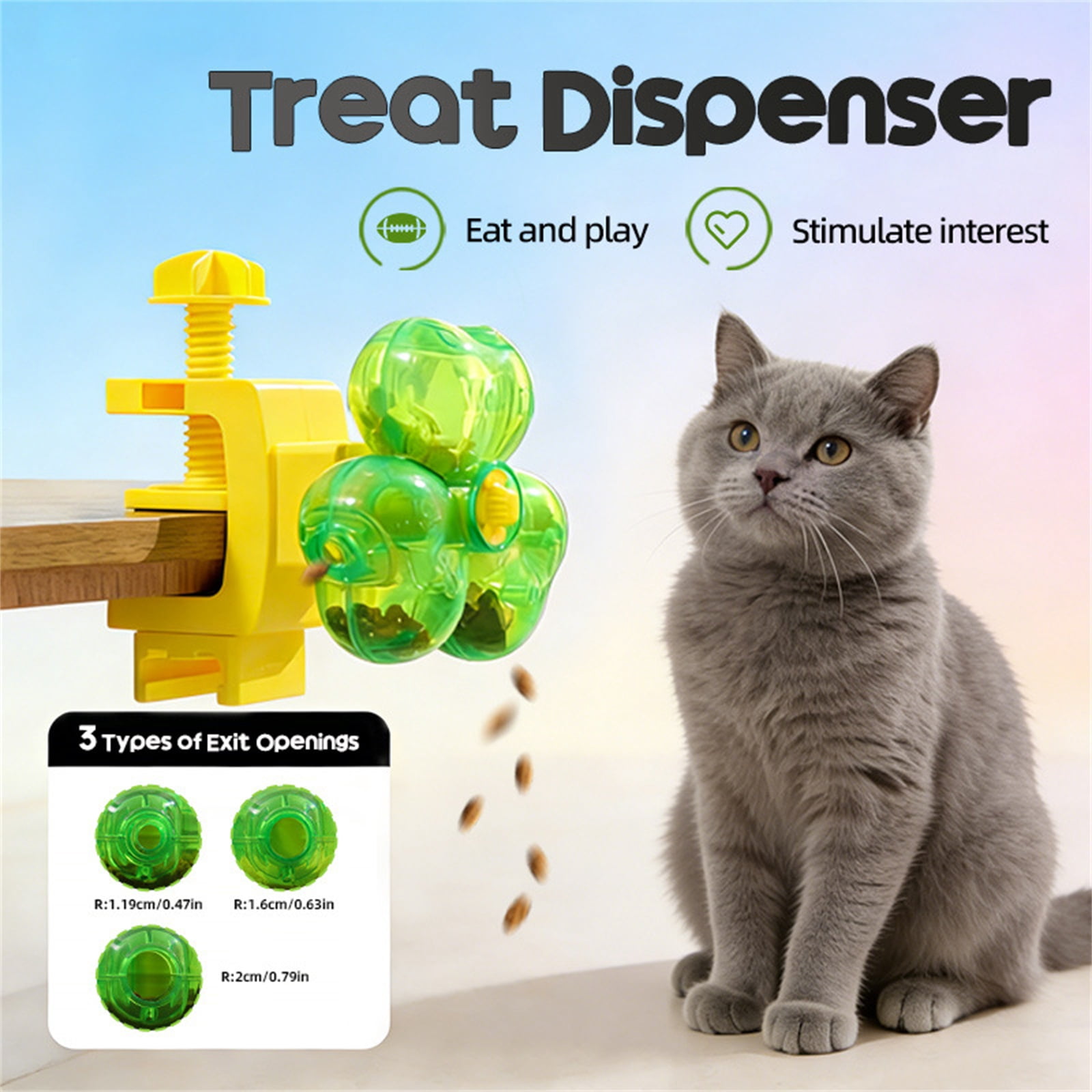 Interactive Toys for Cats, Interactive Puzzle Toys for Dogs, 3.5 in Treat Holding, Cat Puzzle Feeder, Mental Stimulation, Crate Attachable, Green, 1 Pc