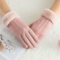 thumbnail image 5 of Women Suede Faux Fur Fleece Lined Soft Gloves Touch Screen Winter Thermal Cuff Mitten, 5 of 6