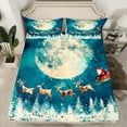 thumbnail image 2 of Castle Fairy Teens Children Xmas Santa Claus Deer 3Pcs Twin Sheet Sets,Happy New Year Twin Fitted Sheet,Merry Christmas Breathable Flat Sheet,Luxury Bedroom Decor, 2 of 7