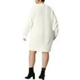 thumbnail image 3 of Unique Bargains Women's Plus Size Long Sleeve Knit Pullover Short Sweater Dresses 4X White, 3 of 6