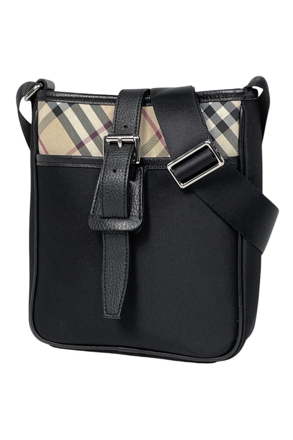 Pre-Owned Burberry Check Pattern Shoulder Bag, Crossbody Canvas, Black and Beige,... (Good)