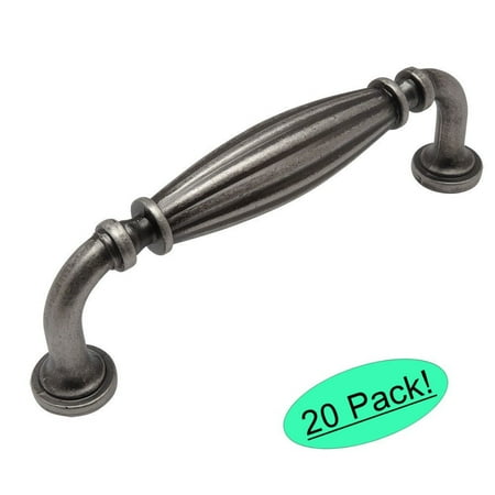 Country Cabinet Pulls - Cosmas 7120WN Weathered Nickel Country Style Cabinet Hardware Ribbed Handle Pull - 5