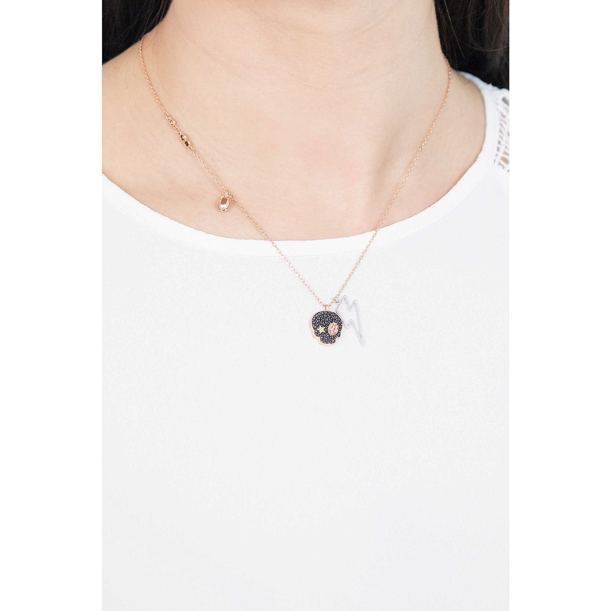 Swarovski duo skull best sale necklace