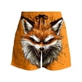 thumbnail image 6 of BRGZLK Mens Beach Shorts Summer Drawstring Waist Funny Fox Expression Print Summer Swim Trunks Novelty Beachwear Sports Vacation Shorts with Pockets, 6 of 6