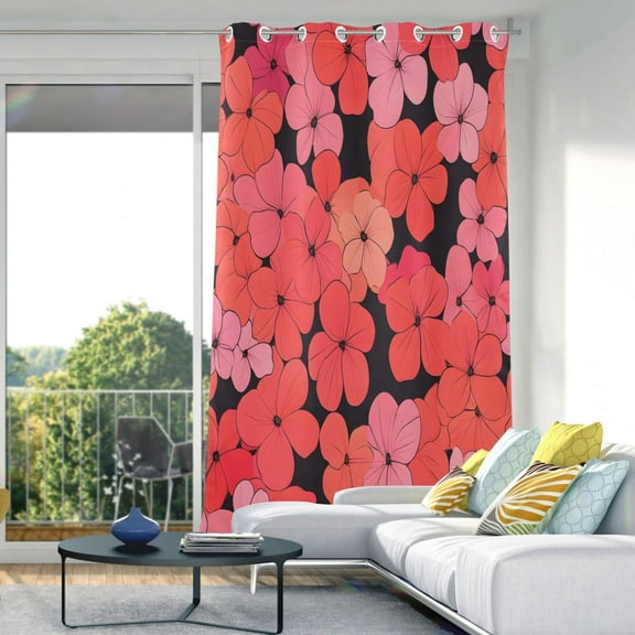Elegant Flowers-r5 Blackout Curtains 84"x52" Thermal Insulated Curtain 1 Panel