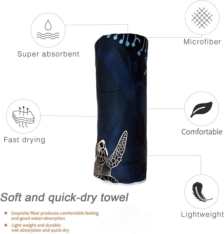 Sea Turtle Oversized Sand Free Beach Towel 71x36IN Lightweight Quick Dry Terry Towel For Travel, Swimming, Pool, And Camping, Absorbent And Compact Beach Essential For Women And Men