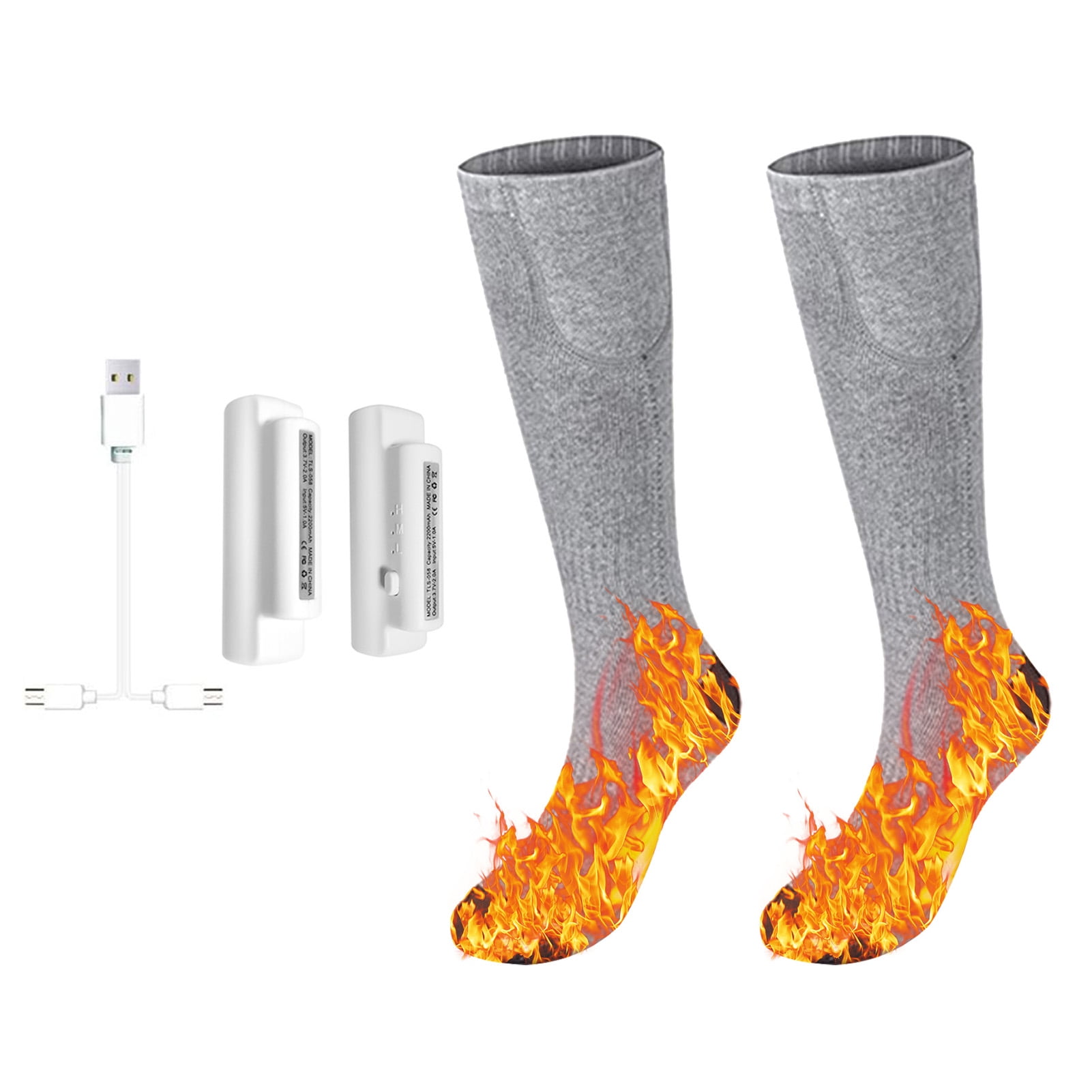 1 Pair Electric Heated Socks Foot Warm Skiing Rechargeable Battery 3.7V 2200mAh 